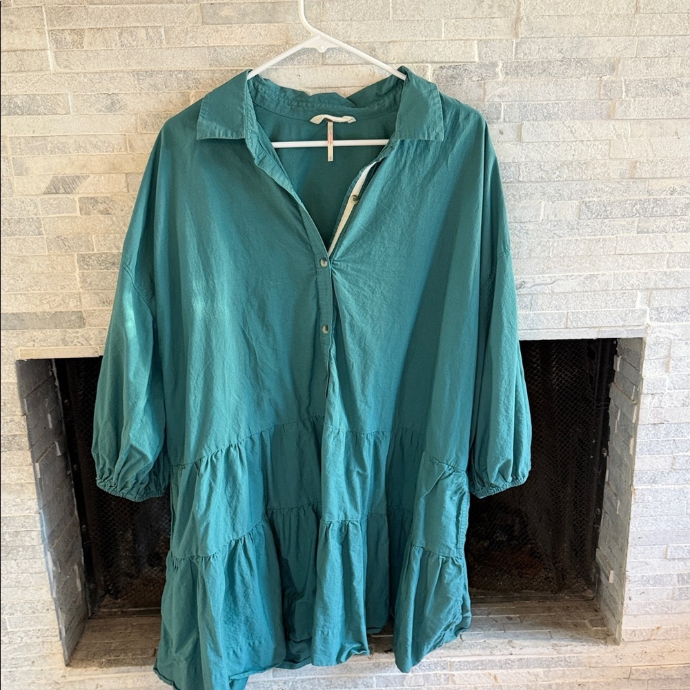 Anthropologie Dark Green Tiered Mini Dress - Picture 5 of 6